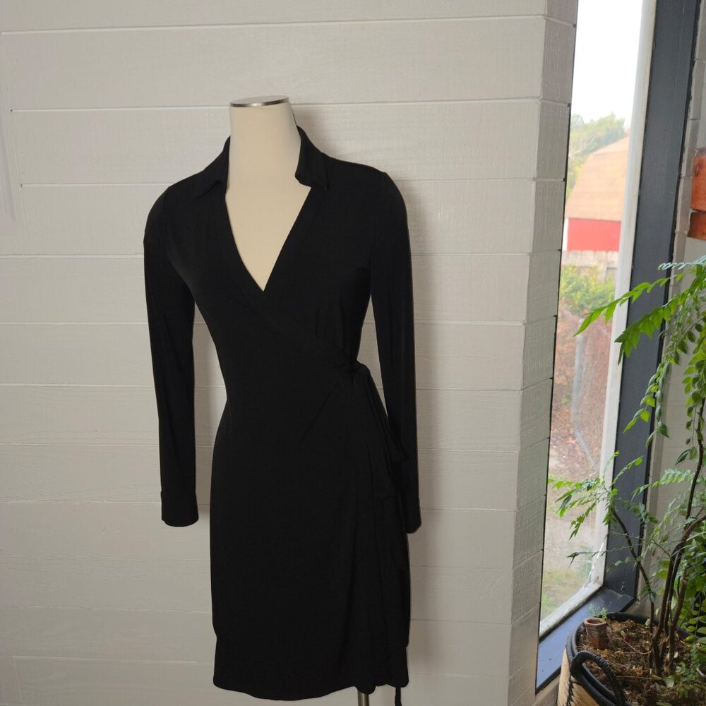 Calvin Klein Long-Sleeved Black Wrap Dress